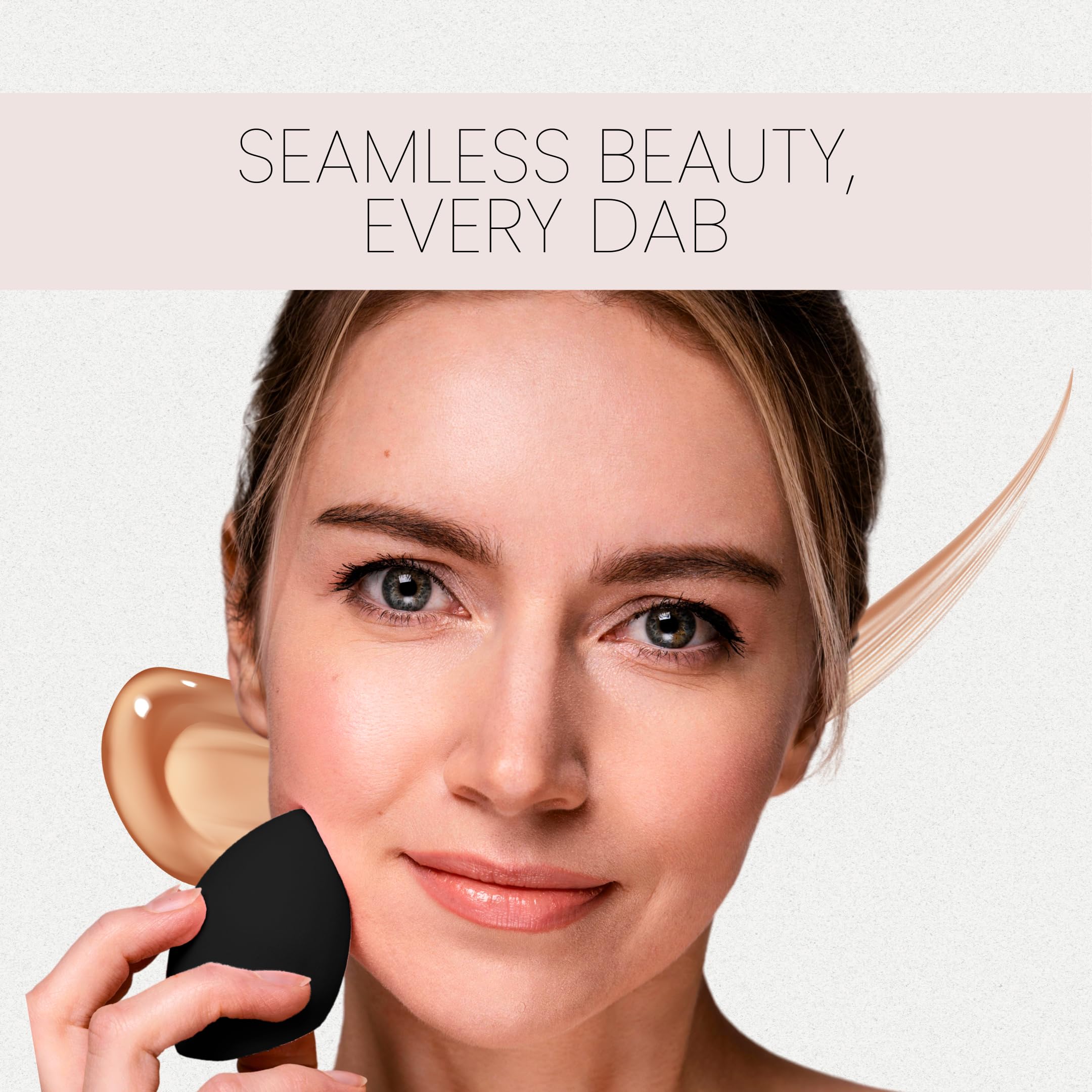 Armaf Beauté Makeup Blender Sponge - Ultra-Soft, Latex-Free, Washable & Reusable for Seamless, Airbrush Finish - for Foundation, Concealer, Powder & Skincare - 1 Count, Black - Image 3