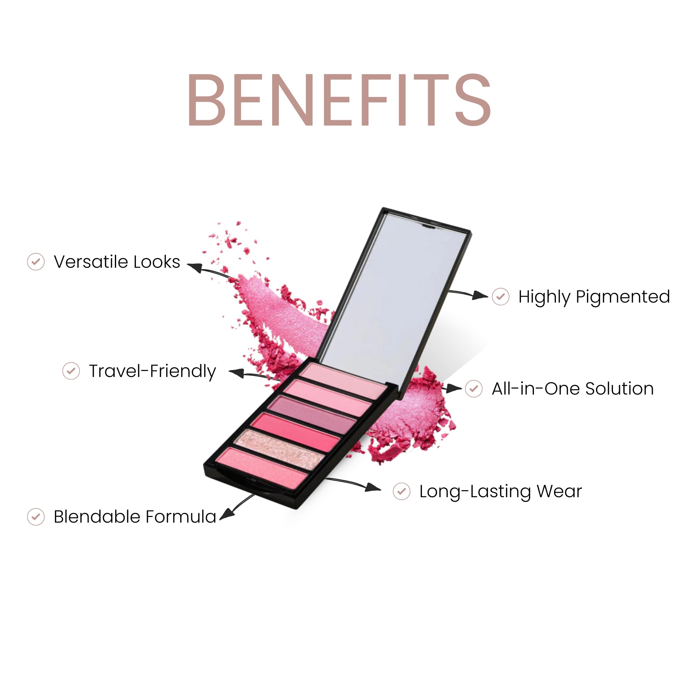 Armaf Beauté Shadow Palette: 6-In-1 Eyeshadow Palette Makeup, 10 Beautiful Shades In Each Eye Shadow Palette | Nudist - Image 3